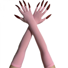 2pcs Devil Scary Long Mittens Spirit Corpse Hands Gloves Hand Reapers Gloves for Various Costumes sky blue DPink C