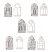 5pcs Candle Holder Silicone Molds Gothic House Candlesticks Molds DIY Resins Castings Moulds for Candle Holder MakingMulticolor