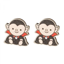 European American Wood Ear Studs Bat Witch Hat Pumpkin Earrings Retro Halloween Coffin Earrings Ghost Devil Earrings6