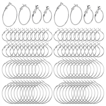 96 Pcs Alloy Earring Hoop Round Open Beading Hoop Earring Making Kit for DIY Crafts Gift Wedding Party FestivalSilver