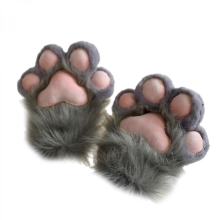 Anime Cats Paws Gloves Furry Plush Beast Paws Gloves for Girl Adult Halloween Party Costume Handwear Cosplay Accessories BlackGray