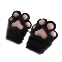 Anime Cats Paws Gloves Furry Plush Beast Paws Gloves for Girl Adult Halloween Party Costume Handwear Cosplay AccessoriesBlack
