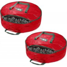 Christmas Wreath Storage Container 30" - Water Resistant Fabric Storage Dual Zippered Bag for Holiday Artificial Christmas Wreaths, 2 Stitch-Reinforce