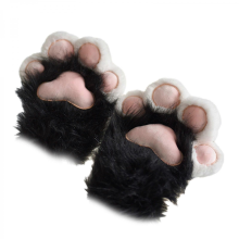 Anime Cats Paws Gloves Furry Plush Beast Paws Gloves for Girl Adult Halloween Party Costume Handwear Cosplay Accessories Blackblack white