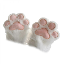 Anime Cats Paws Gloves Furry Plush Beast Paws Gloves for Girl Adult Halloween Party Costume Handwear Cosplay Accessories BlackWhite