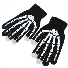 Noctilucence Halloween Skeleton Gloves Cosplay Party Dressingup Gloves Festival Glowing Hand Warmer Warm Stretchy Gloves skull black and whitBlack
