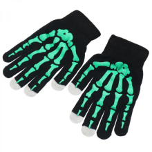 Noctilucence Halloween Skeleton Gloves Cosplay Party Dressingup Gloves Festival Glowing Hand Warmer Warm Stretchy Gloves skull black and whitGreen