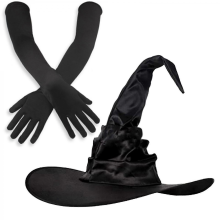 Vampires Halloween Hat Set Stage Performances Hat Multifunctional Witch Hat for Theme Parties and Stage Performancesblack gloves