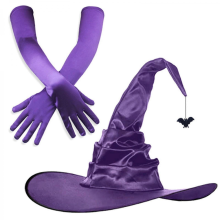 Vampires Halloween Hat Set Stage Performances Hat Multifunctional Witch Hat for Theme Parties and Stage Performancespurple bat gloves