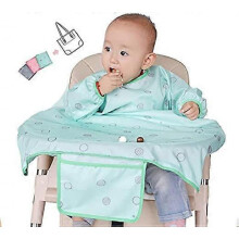 Baby Feeding Bib for Eating,Long Sleeves Bib Attaches to Highchair and Table,Weaning Bibs
