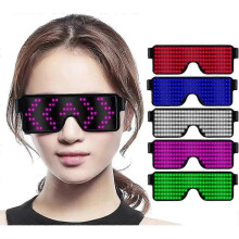 LED Glasses Grow Party Favor, USB Charging Glasses Rechargeable with LED Display, 8 Pattern Optional