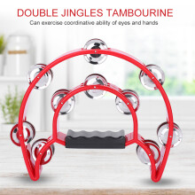 Rot-rote doppellagige Glöckchen Handglocke Tamburin Percussion-Musikinstrument Spielzeug