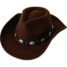 Women Men Felt Wide Brim Western Cowboy Hats Belt Buckle Panama Hat