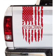 We The People Distressed American USA  Flag Truck Tailgate Vinyl Decal Preamble of The US Constitution Decal Compatible