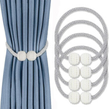 (Grey, 4 counts) Room Decor Magnetic Curtain Buckle, 4 Counts/set Fall Creative Large Pearl Design Curtain Tieback for Spring Holiday Decor, Home Organizer