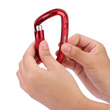 Kletterkarabiner 25KN Rot mit Schraubverschluss und Sicherungsschraube