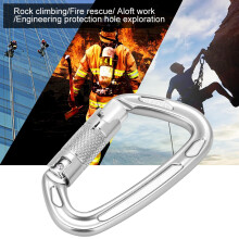 25KN Kapazität Outdoor Kletterrettungskarabiner Grau mit Sicherheitsverschluss D-Schnalle