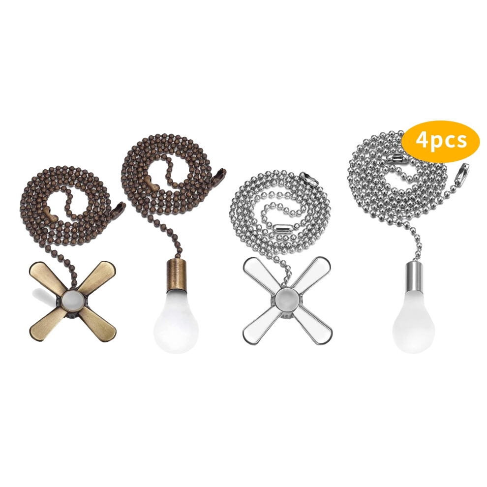 (2 Bronze Color And 2 Silver) Wlgjl Ceiling Fan Pull Chain Decorative Ornaments Extension For 13.6 Inch Fan Pulls And Light - 2 Pcs (Bronze) 3587763306886