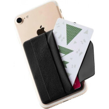 Phone Grip Card Holder with Flap, Credit Card Stick-On Wallet functioning as Phone Holder