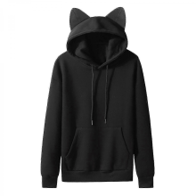 Men's Casual Pullover Hoodie with Cat Ears and Fleece Pocket for StyleBlackL