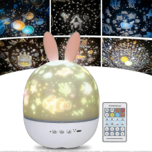 Kids' Star Projector Night Light with 360 Rotation, Music, Timer, Remote, and 6 Colors, Ideal for Bedrooms and Parties