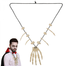 Vintage Skull Head And Hand Bone Necklace 5Pcs Perfect For Cosplay Halloween And Fancy Party Dress Up EventsBeige3412cm