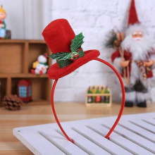 Christmas Headband Christmas Ornaments Adult Children Christmas Hat HeadbandD818 Top Hat Green Leaf B451b