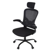 Black Home Office Chair with Lumbar Support, Adjustable Height, Foldable Armrest