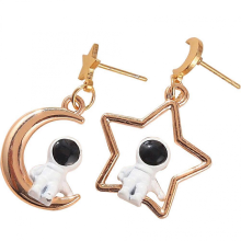 Astronaut Moon Star Drop Earrings for Decoration 2Pairs Hollow Dangle EarringsMulti3.3x2CM