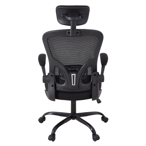 Living And Home Black Home Office Chair with Lumbar Support, Adjustable Height, Foldable Armrest 2