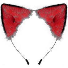 Handmade Fox Wolf Cat Ears Headwear Costume Accessories For Halloween Christmas Cosplay Party (purple)ZZ36Black Red