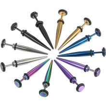 12PCS Stainless Steel Fake Taper Earrings for Men Women Fake Illusion Tunnel Cheater Spike Earrings Fake Plug Earrings Piercing Jewelry 5mm
