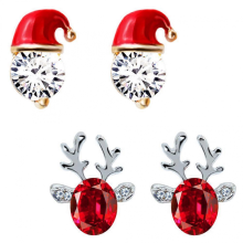 Christmas Hat Earrings Christmas Stud Earring for 4Pairs Decoration JewelryAssorted Color1.4x0.9CM