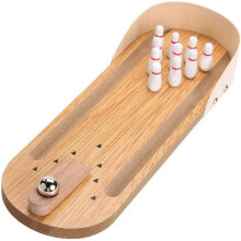 Table Top Mini Bowling Game Set - Tabletop Wooden Board Mini Arcade Desktop Tiny Bowling Shooting Alley Office Desk