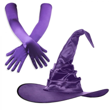 Vampires Halloween Hat Set Stage Performances Hat Multifunctional Witch Hat for Theme Parties and Stage Performancespurple gloves
