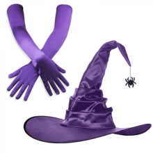 Vampires Halloween Hat Set Stage Performances Hat Multifunctional Witch Hat for Theme Parties and Stage Performancespurple spider gloves