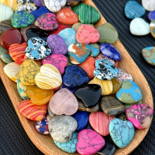 (Random Color, Random 30pcs) Random Color Heart Shaped Stone, Colorful Tumbled Stones, DIY Decoration, Garden Decor, Home Decor, Party Decor, Garden Accessories,