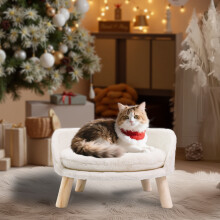 50cm Round Indoor Cat Stool Bed with Wooden Legs
