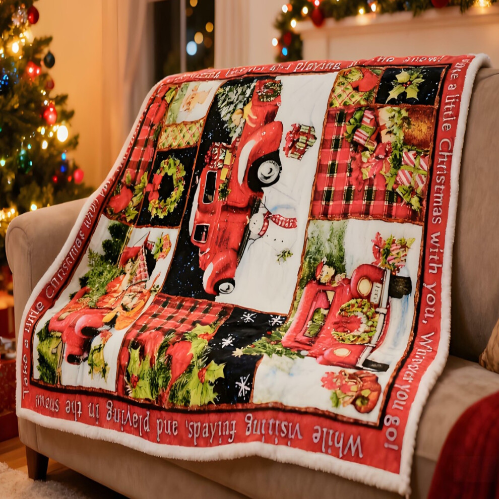 Gr8 Home Christmas Patchwork Fleece Blanket Throw 150X200cm Multicoloured