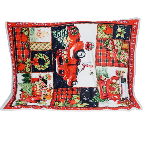 Gr8 Home Christmas Patchwork Fleece Blanket Throw 150x200cm 1