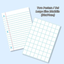 (Multicolor, Grid and Lined Posters Set 2pcs) Classroom Large Laminated Dry Erase Poster Set, 2 Counts/set Grid and Lined Erasable Poster Set for Home and Office, School Teaching
