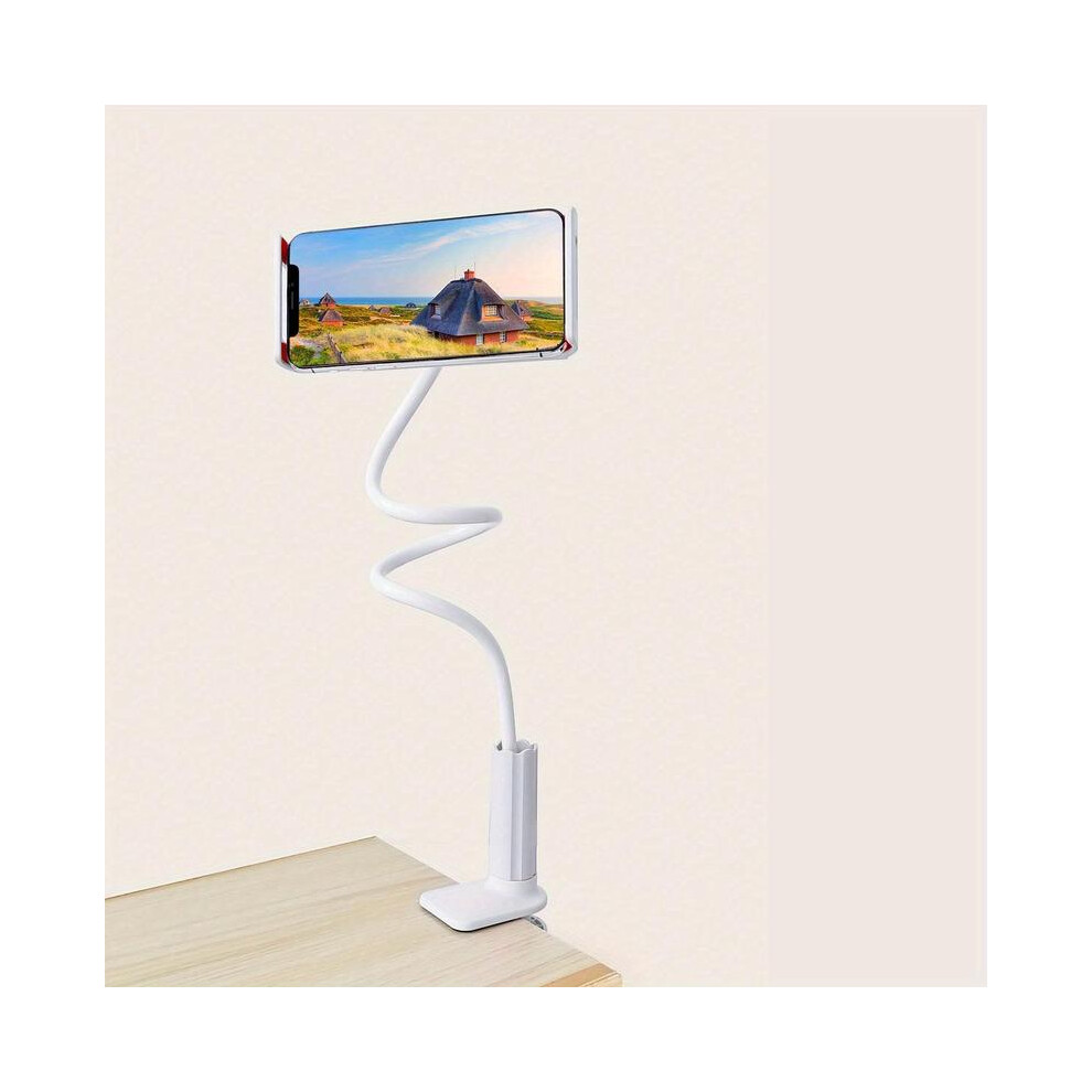 (, 1Pc) Adjustable Phone Stand, 360 Rotatable Phone Holder Clip, Desk Phone Mount, Flexible Desktop Lazy Bracket For Cellphone Smartphone Tablet White 5011832461865