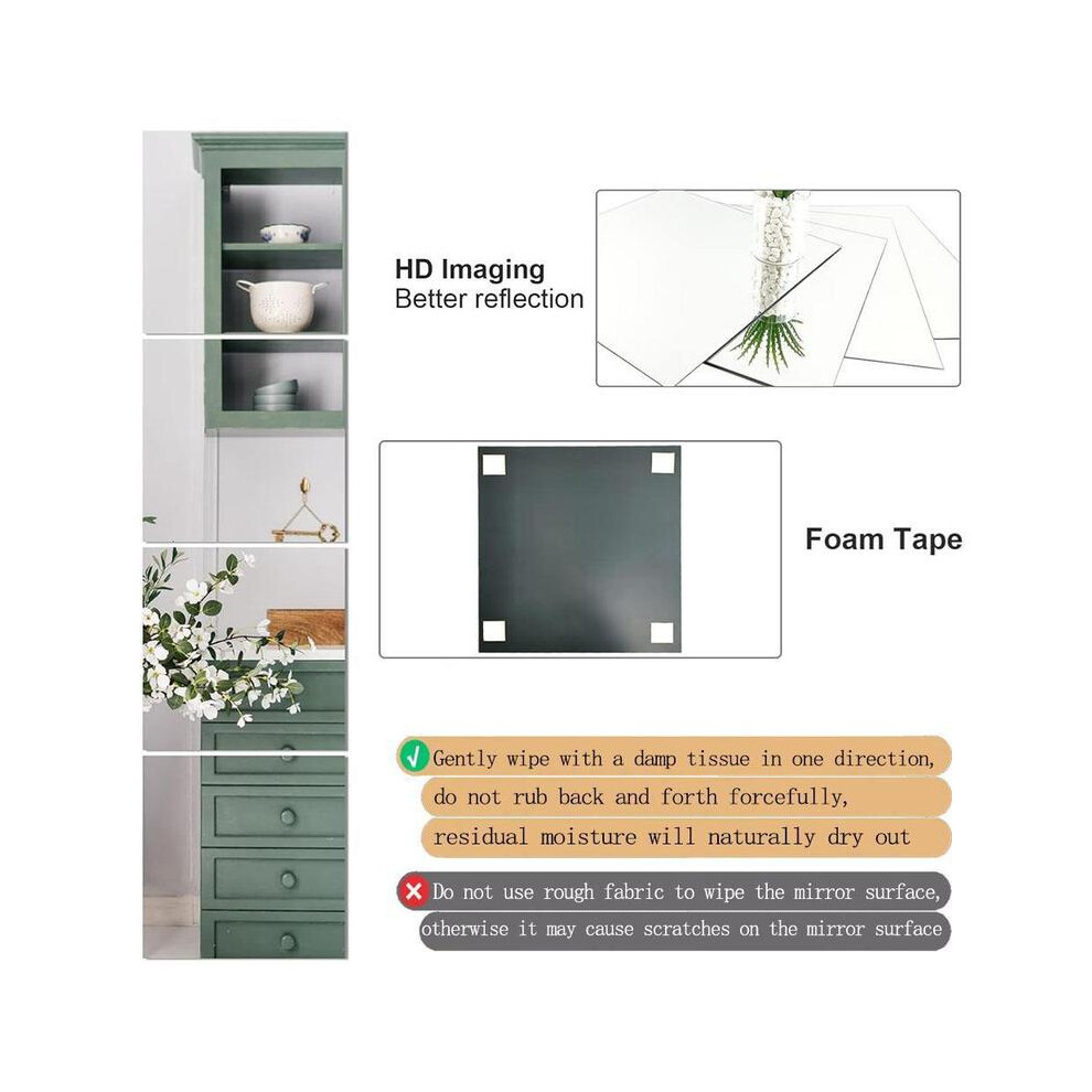 (style 1, Silver) 25cm * 25cm 1 Set Of 4-piece Acrylic Mirror Decorative Wall Stickers, Diy Decorative Mirror Stickers, Household Design Decorative Mi-image-OPC-PKKNP72-NEW