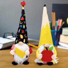2-Piece Teacher Thank You Swedish Gnome Gift Back to School Apple Pencil Plush Handmade Doll Thanksgiving Gift