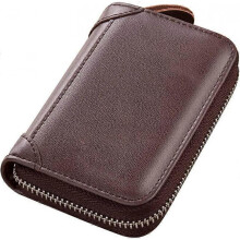 20 Card Slots Credit Holder, RFID Blocking Genuine Leather Accordion Case for Women or Men with Zipper