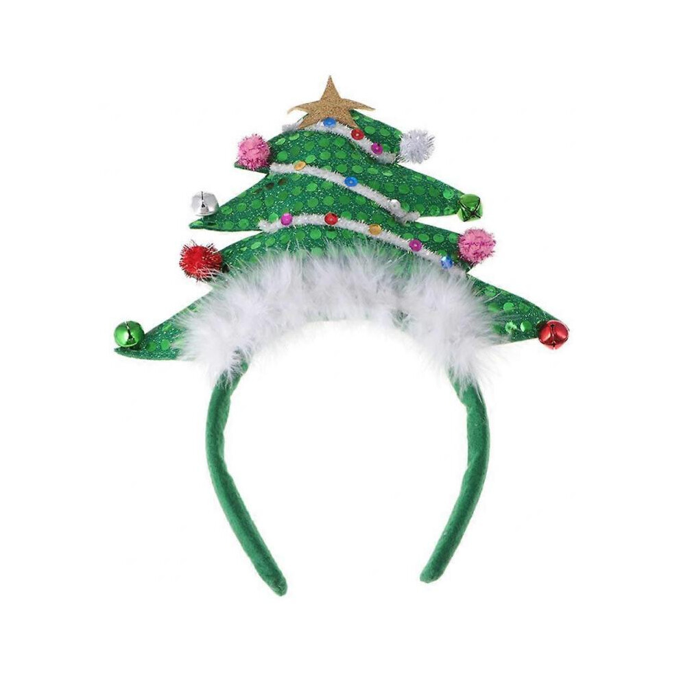 Christmas Tree Headbands Fun Sequin Headbands, Festive Party With Bells Christmas Headband Party