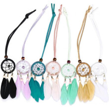 Mini Dream Catcher 7 Piece Set - Car Interior Mirror Sling Bag Charm Christmas Decoration 1.2" Diameter and 9" Length