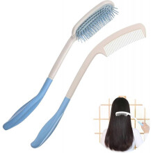 Ensemble peigne et brosse à cheveux à longue portée Applicable aux personnes âgées et aux personnes handicapées des mains