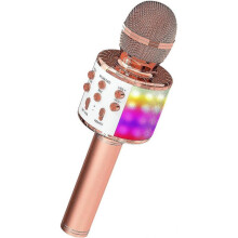 Karaoke Microphone for Kids, Wireless Bluetooth Karaoke Microphone with LED Lights, Portable Handheld Mic Speaker gift