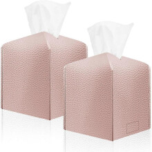 Tissue Box Cover,Tissue Box Holder,Modern PU Leather Facial  Holder for Tabletop Night Stands Bathroom Car, 2pcs